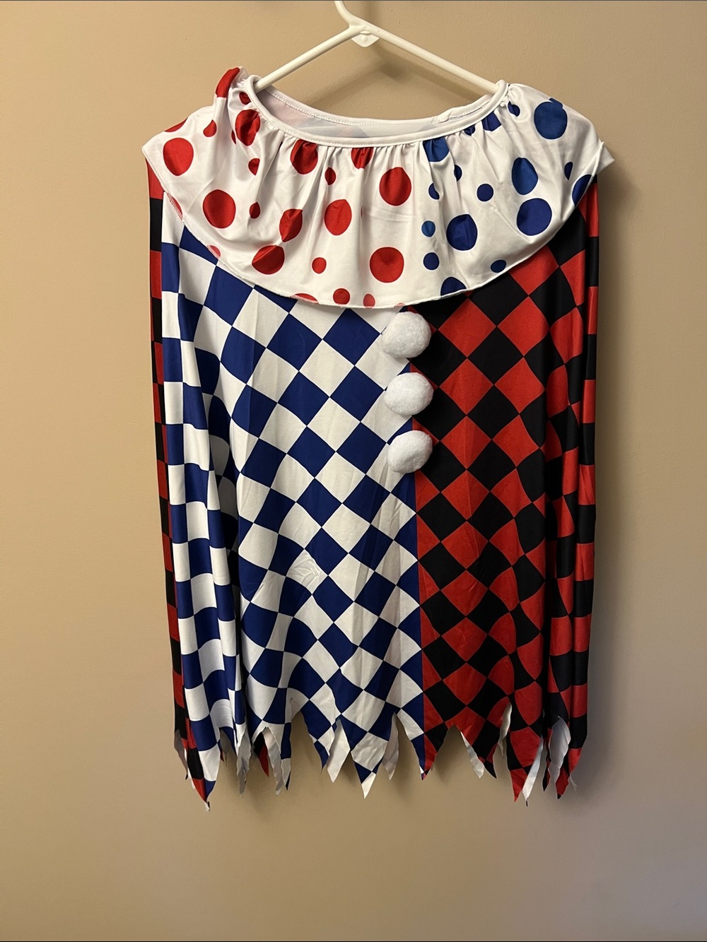 Adult Jester Clown Circus Halloween Costume Dress Poncho unisex 80cm